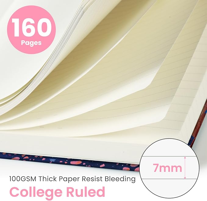Taja Lined Journal Notebook for Women & Men, Hardcover Leather Journal for writing, A5 College Ruled Notebook for Work & Note Taking, Perfect for Office School Home Supplies, 160 Pages, Florist Cat