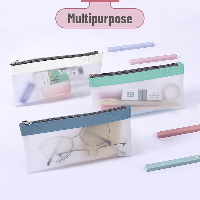 Mr. Pen- Clear Pencil Pouch, 8.50"x4.25", 6 Pack, Durable TPU Material | Medium Water-Resistant Pencil Bags with Smooth Zipper, Multipurpose Clear Pouch for Stationery, School, Office