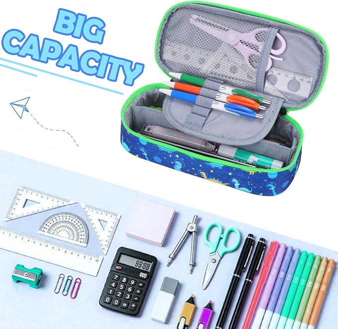 RHCPFOVR Kids Pencil Case for Girls-Soft Zipper Large Capacity Pencil Pouch for Girls Pencil Case for School Pencil Bag for Toddler (Dinosaur)