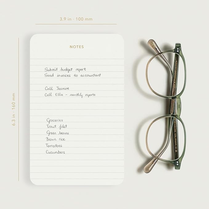 Pinesman - Elegant Desk Notepads for Professionals, Executive's Memo Pads, Minimalist, Gold Foiled, Lined, 5 Pack, 375 Sheets Total (75 Each), 6.3" x 3.9”, 95 GSM, Eco-friendly, FSC™ Certified