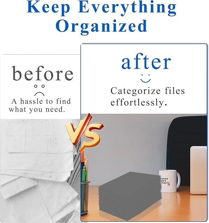 Zzrywuty File folders with Pockets,Gray Two folders for documents,25 Pack Paper Folders with Card Slot,Letter Size,School Students,Business,Home and Office Workers