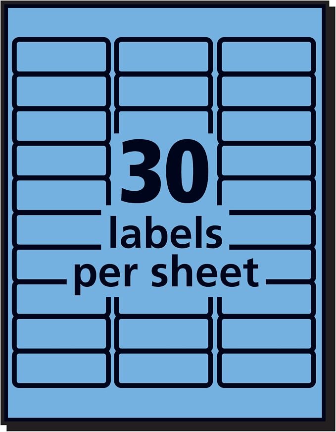 Avery Printable Address Labels with Sure Feed, 1" x 2-5/8", Pastel Blue, 750 Blank Mailing Labels (5980)
