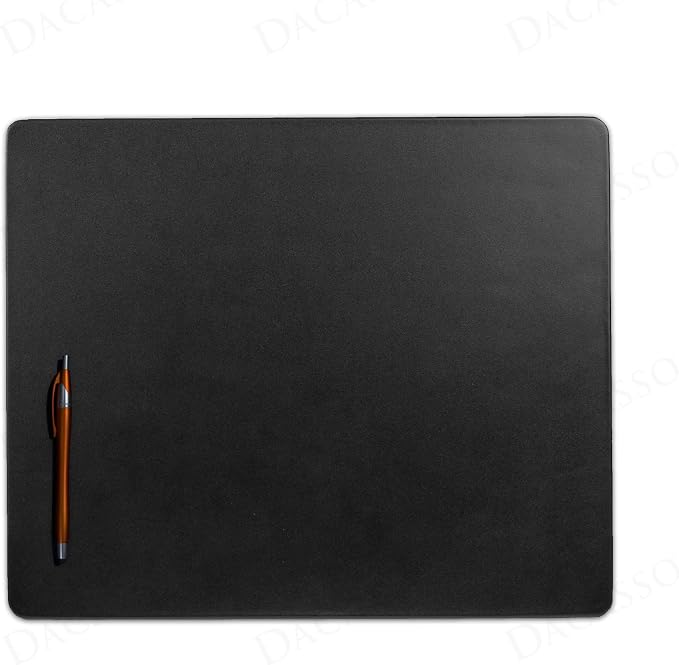 Dacasso Classic Black Leather 17" x 14" Luxury Conference Table Pad - Leather Desk Blotter for Writing - Boardroom Organization & Executive Desk Decor