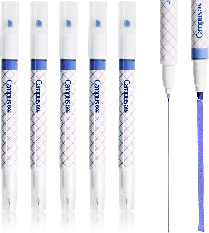 KOKUYO 2-Way Highlighter 5 Colors Set. Mark+ Dual Way of Point Types, 5 Pack of Pink. Japan Import (50th Anni. Navy)