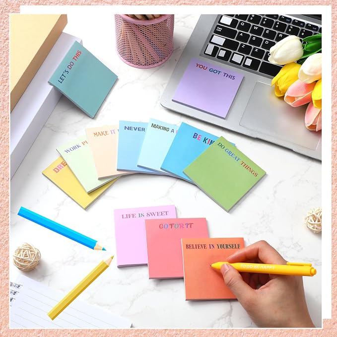 Yinder 24 Pcs Sticky Notes Gifts Bulk,Motivational,Morandi Color