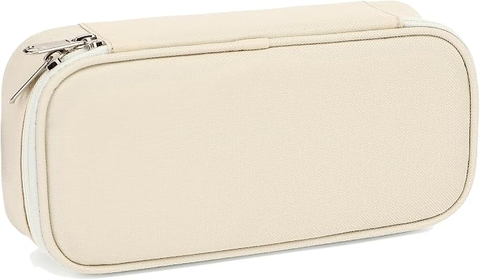 FlowFly Large Capacity Pencil Case for Kids, Boys & Girls – Zippered Multi-Functional Pen Pouch, Soft & Portable Pencil Bag for School, Teens, Students, Beige
