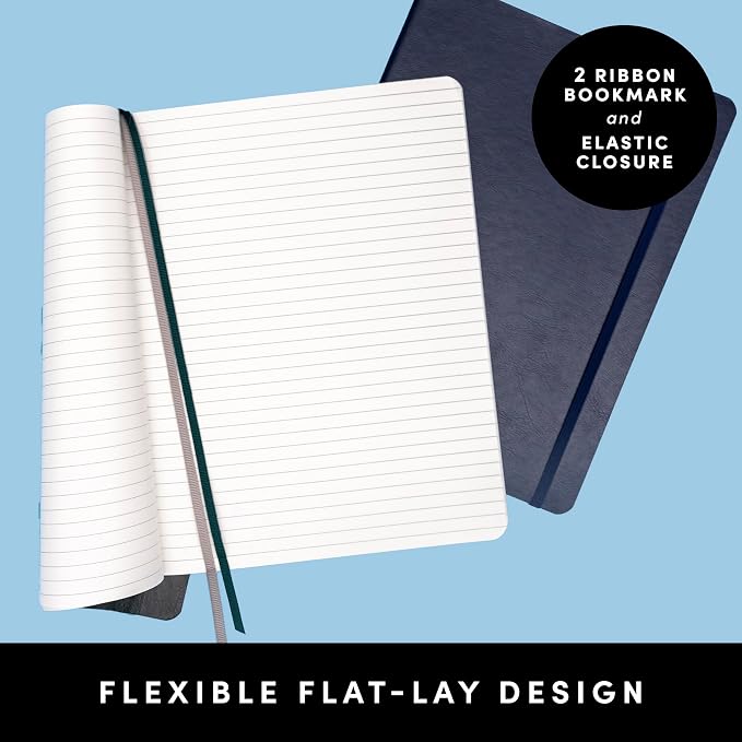 PAPERAGE Softcover Lined Journal Notebook (Periwinkle), 160 Pages, Medium College Ruled Notebook, 5.6 inches x 7.9 inches - 100 GSM Thick Premium Paper, Leather Journal for Home, Work & School