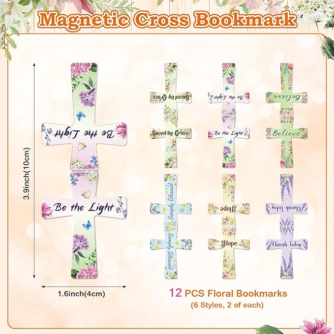 36 Pcs Christian Bulk Gifts for Women: Floral Small Journal Religious Gift | 12 Bible Verse Spiral Notebooks, 12 Scripture Pens, 12 Magnetic Bookmarks, Prayer Journal for Coworkers Teachers Students Men