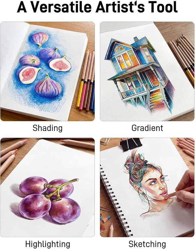 JusArt 72 Oil-Based Colored Pencils – Soft Core, Durable, Vibrant | Ultra-Smooth Oil Pastel Pencils for Adult Coloring, Portrait, Sketching, Landscape. Professional Drawing Pencils for Artists