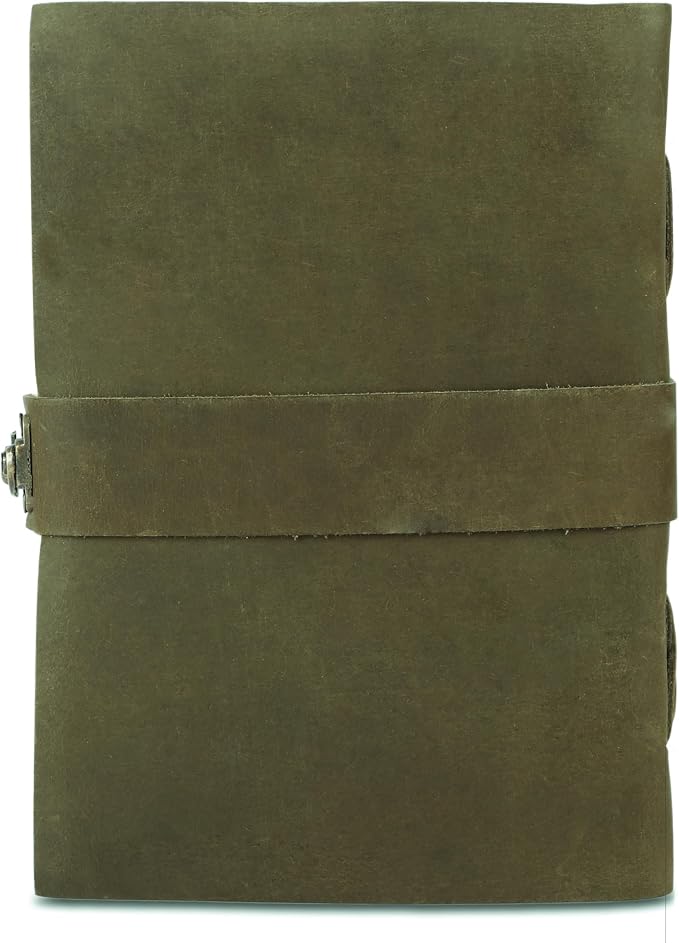 Vintage Leather Journal Handmade Buffalo Deckle Edge Paper – Leather Bound Journal for Women Men Vintage C-Lock Closure Ideal for Writing & Travel for Artists