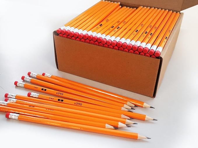 S & E TEACHER'S EDITION #2 HB Pencils 200 Count, Pre-Sharpened Wood-Cased Pencils with Eraser Tops, Yellow Bulk Pencil for Classroom Teacher Supplies, Writing, Drawing & Back to School