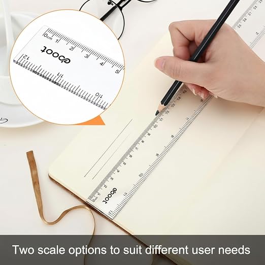 Eboot 20 Pack 12 Inch Clear Plastic Rulers Bulk, Easy-to-Read Straight Edge Rulers with Inches and Metric for Office, Back to School Supplies