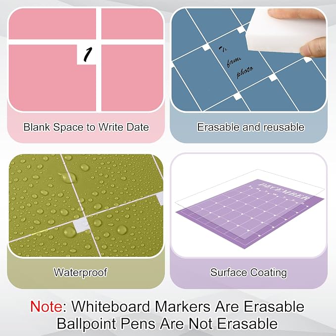 Fullhawl 18 Pcs 2026-2027 Undated Large Wall Calendar Back to School Dry Ease 12 Month Classroom Decor Reusable Calendar Yearly Blank Planner Christmas New Year Gift for Office Home (Classic)