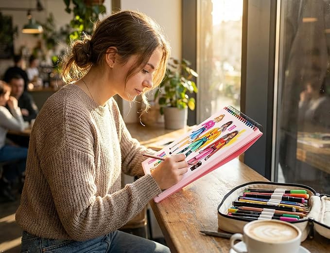 Sketchbook for Girls 9x12, 2 Pack Cute Pink Sketch Book for Teen Girls | 200 Sheets Spiral Drawing Pad, 68lb Acid-Free Erasable Paper Sketch Book for Women Teens, Art Supplies Gift Set