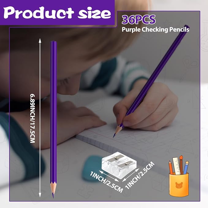 36 Pack Purple Colored Pencils for Kids, Pre-sharpened Art Pencils Back to School Supplies Set, Drawing Sketching Pencils for Students, Teachers, Classroom