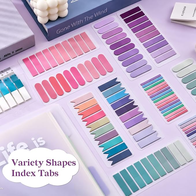 Temiary 2600 Pcs Transparent Sticky Index Tabs for Annotating, Colorful Books Tabs Clear Flags Strip Notes Tabs, Translucent Writable and Repositionable Page Markers for Bible Study Notebooks (Pastel)
