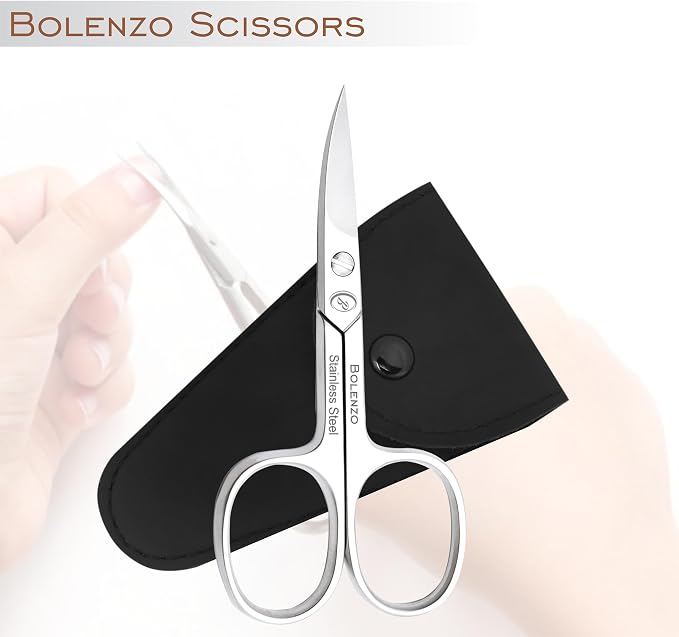 Nail Scissors Curved - High Carbon Stainless Steel Eyebrow Scissor for Eyelash, Nose Hair, Mustache, Beard, Toenail, Pedicure - Manicure Scissors for Men and Women (Nail Scissors)