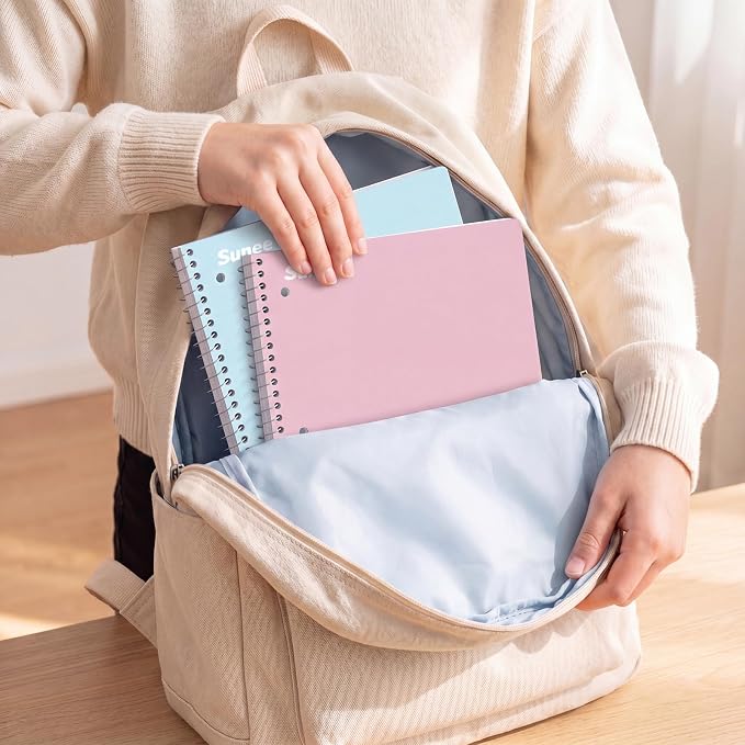 SUNEE Spiral Notebooks, 3 Pack, 1-Subject, College Ruled Paper, 8" x 10-1/2", 70 Sheets per Notebook, Assorted Pastel Colors Spiral Notebooks for School