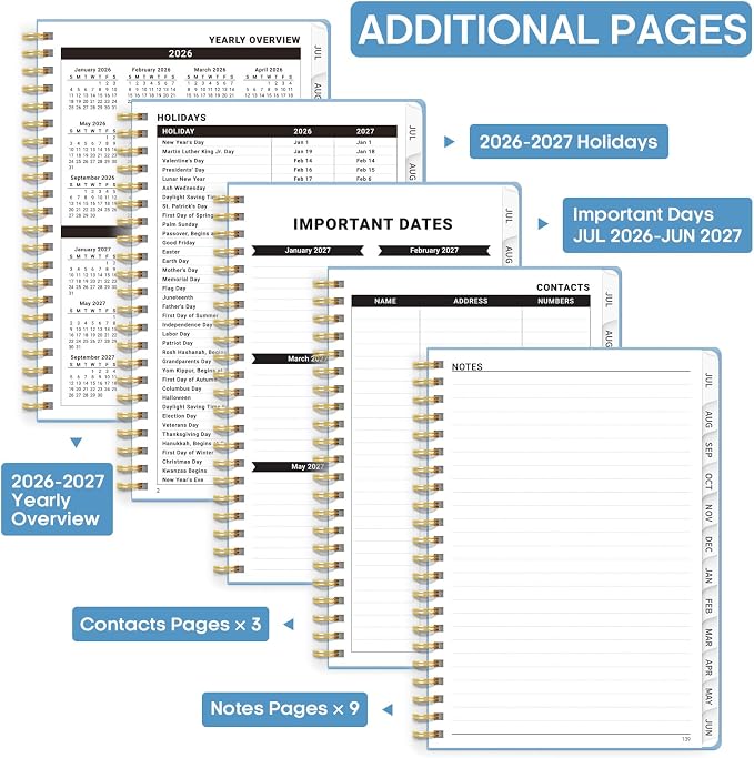 8.5" x 11" Academic Planner 2026-2027, Weekly & Monthly Calendar Planner Book, July 2026 – June 2027, Large Hardcover Organizer with Tabs, Perfect for Teachers, Students, Women & Men – A4, Blue