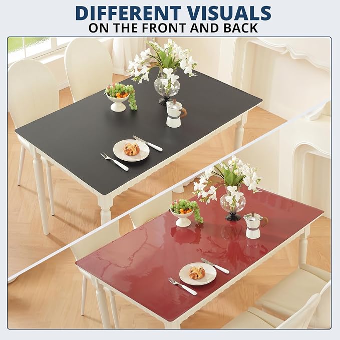 OstepDecor Black Table Cover Protector 30 x 72 Inch, 1.5mm Thick Plastic Table Cover, Dining Table Protector Pad, Waterproof & Easy Cleaning PVC Desk Mat for Dresser, Coffee & Kitchen Wooden Tabletop