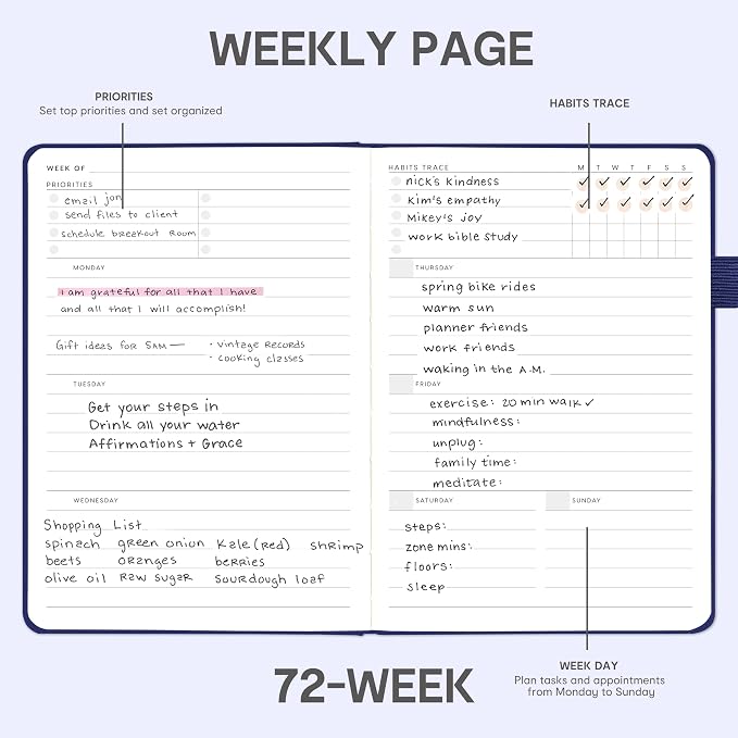 And Per Se Undated Academic Planner, Weekly & Monthly Planner with Goal & Habit Tracker, A5 Hardcover, Royal Blue