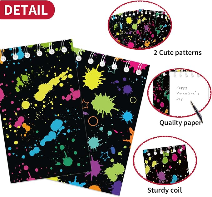 24 Pcs Mini Neon Notepads Glow Party Theme Small Notepads Glow Party Spiral Pocket Notebook Fun Coil Mini Notepad Neon Birthday Party Supplies 4 Styles
