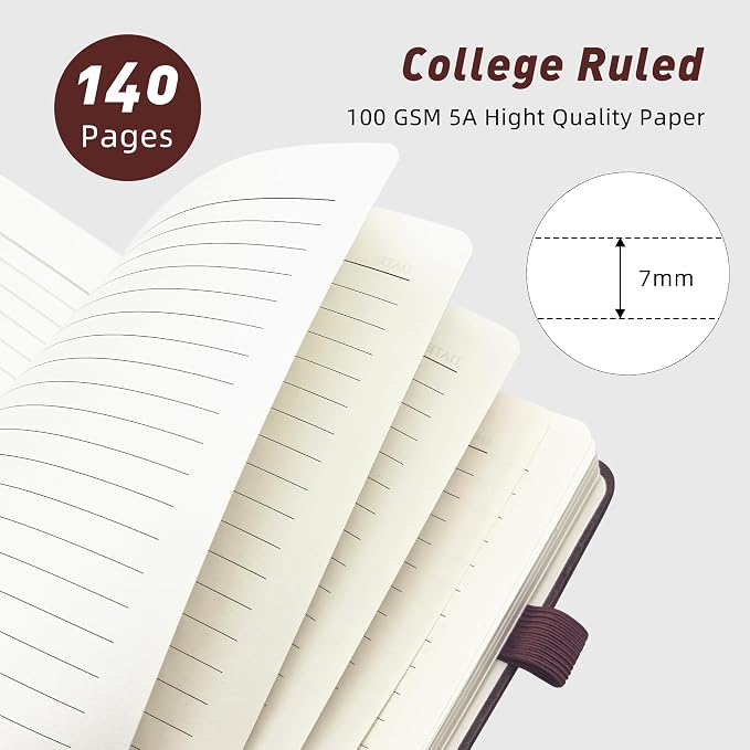 LEAGIM Lined Spiral Journal Notebook for Women & Men, College Ruled Hardcover Notebook for Work & Note Taking, Journals for Writing, 100 GSM, Business, School, 140 Pages, A5(5.8"x8.5") - Burgundy
