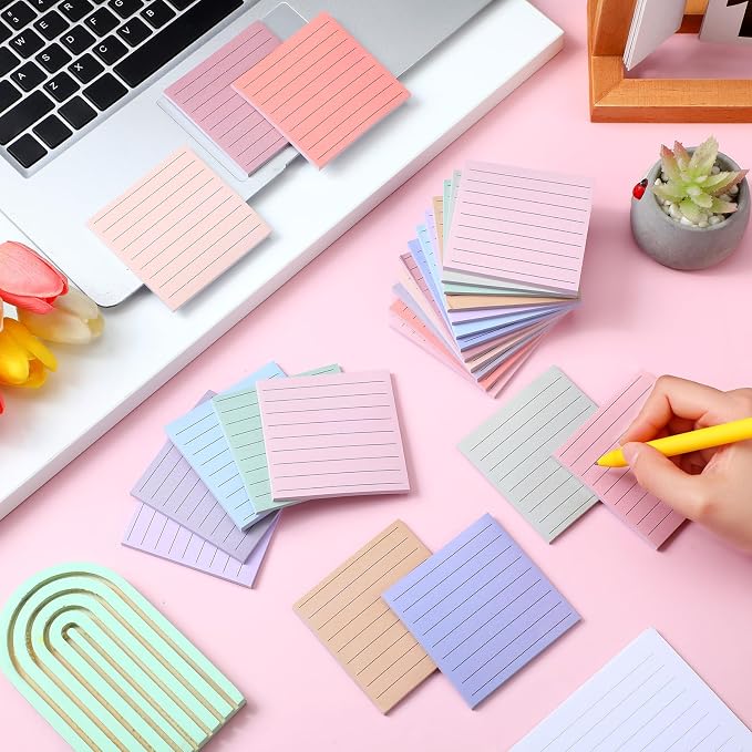 Yinder 24 Pcs Inspirational Sticky Notes, Back to School Supplies, Cute Motivational Sticky Notes Pad Employee Appreciation Gifts Bulk for Teacher Coworker Office 3 x 3'' (No Words,Aesthetics)