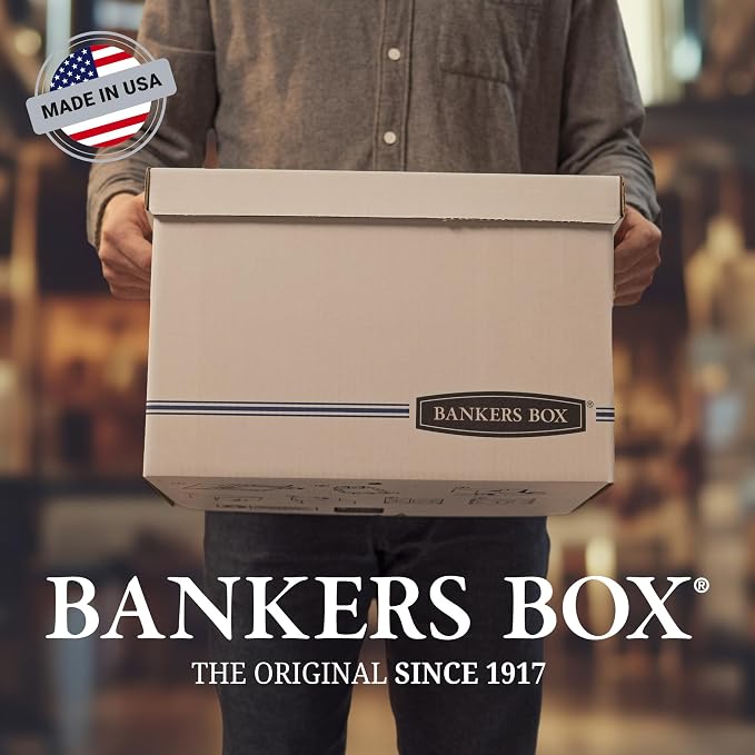 Bankers Box 30-Pack Medium-Duty File Storage Boxes, Letter/Legal, FastFold | Speed through filing with FastFold setup, sturdy stacking, reinforced handles, and dependable document protection.