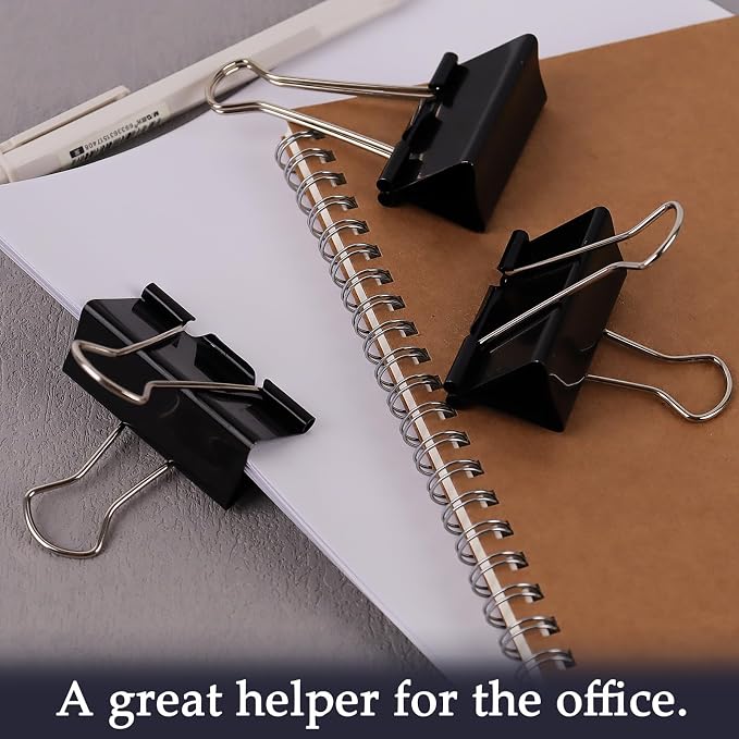 KTOJOY Extra Large Binder Clips (36 Pack) 2 Inch, Big Paper Clamps for Office Supplies, Black