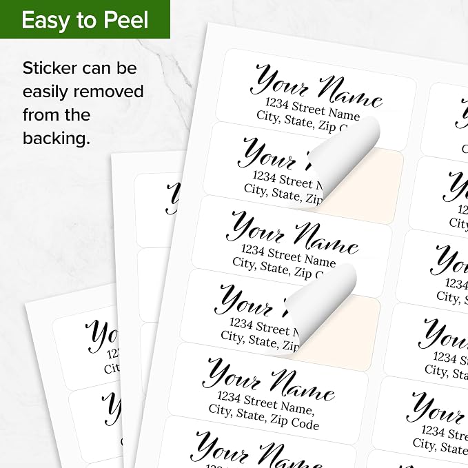 Personalized Return Address Labels, Custom Address and Name Mailing Labels for Envelopes, 1x2.6 Inches, Flat Sheet of 60-1200 Made in USA by My Sign Center- Plain 2