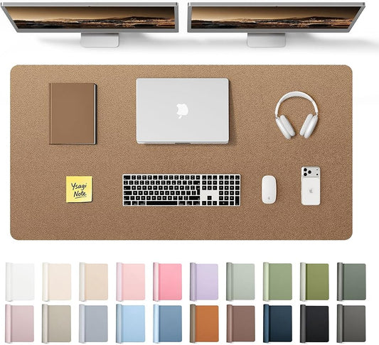 YSAGi Leather Desk Pad Protector, Office Desk Mat, Large Mouse Pad, Non-Slip PU Leather Desk Blotter, Laptop Desk Pad, Waterproof Desk Writing Pad for Office and Home (Shiny Bronze, 47.2" x 23.6")