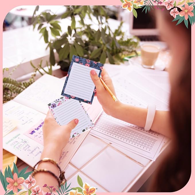 Chiisong 12 Pieces Flower Theme Sticky Notes Flower to Do List 3x4 Inch Floral Memo Pads for Floral Gift Adhesive Notepads for Office Home School Party Supplies Birthday Gift, 12 Styles