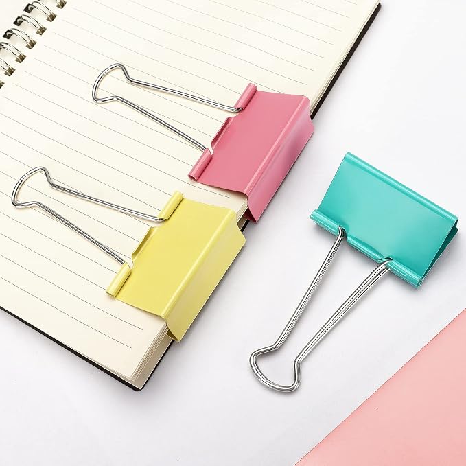 ZZTX 12 Pack Large Binder Clips 2.0 Inches Assorted Colors | Paper Clamps Clips, Durable steel, Strong clip, Color-coded