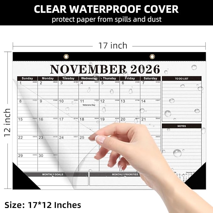 Tcamp Desk Calendar 2026-2027, Large Desktop Calendar 2026-2027 (Jul. 2026 - Dec. 2027), Big 17" x 12" Wall Monthly Calendar with Julian Dates, 18 Months Desk Planner for Home School Office Desktop