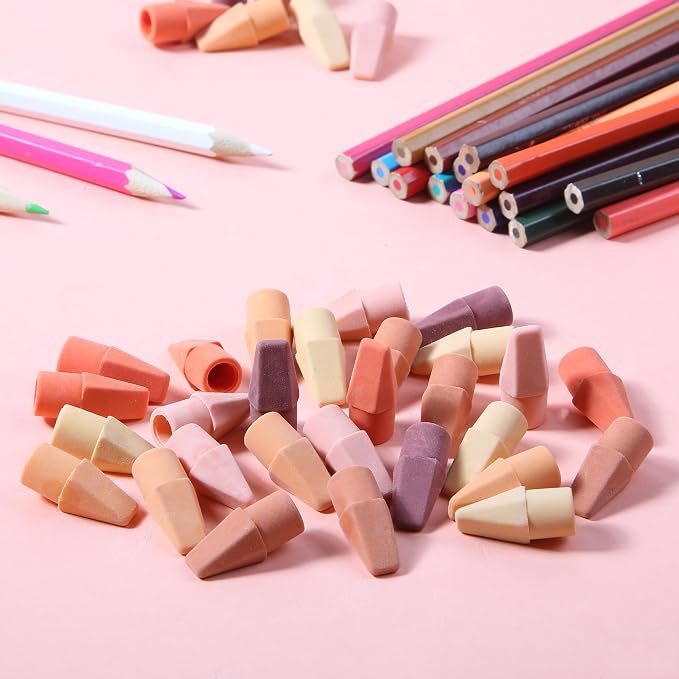 Mr. Pen- Pencil Top Erasers, 120 Pack, 6 Different Sunset Orange Colors | Latex-Free & No Smudge Pencil Eraser Tops