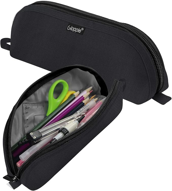 Gloppie Pencil Pouch - Practical Pencil Case, Aesthetic Simple Pencil Bag, Small Pen Holder, Back to School Supplies for Girls Boys, Black