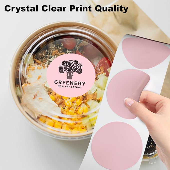 Cute Pink Thermal Labels, 2" Thermal Printer Labels for Name Tag, DIY, QR Code, Self-Adhesive Address Shipping Stickers, Blank Circle Sticker Labels Compatible with Zebra, Rollo,(750 Labels/1 Roll)
