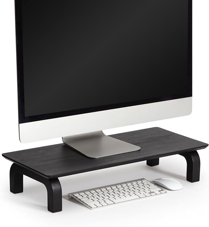 Anji Mountain Monitor Stand - Desktop Organizer & Laptop Riser, Ergonomic Monitor Riser, Space-Saving Monitor Stand for Desk, Durable Construction, Easy Assembly, Ideal for Home & Office,Black