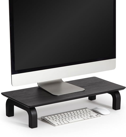 Anji Mountain Monitor Stand - Desktop Organizer & Laptop Riser, Ergonomic Monitor Riser, Space-Saving Monitor Stand for Desk, Durable Construction, Easy Assembly, Ideal for Home & Office,Black