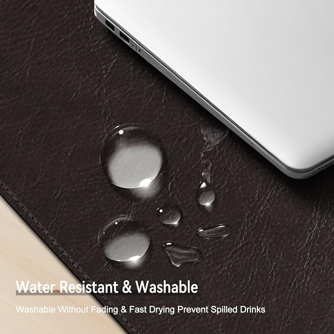 Imitation Crazy Horse Leather Desk Mat - Waterproof Desk Pad - Ideal for Large Mouse Pad and Desk Mats on Top of Desks (deep Coffe+Black, 11"*8")