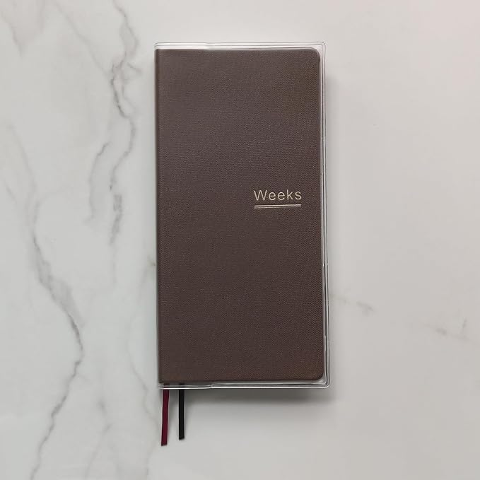 receip Undated Weekly Planner Notebook Pocket Organizer Appointment Book Journal Notebook A6 Week Plan Notepad (Brown with cover)