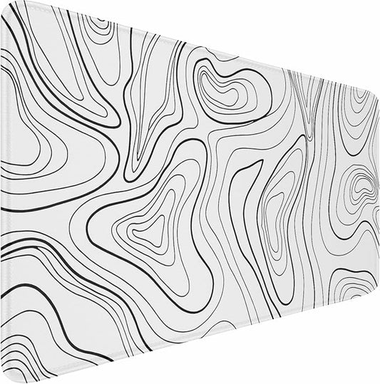 Large Mouse Pad 31.5 x 11.8 in, Gaming Mousepad with Stitched Edges, Premium Microfiber Cloth Surface, Waterproof Non-Slip Base Keyboard Desk Mat for Home Office Gaming, White Black Lines
