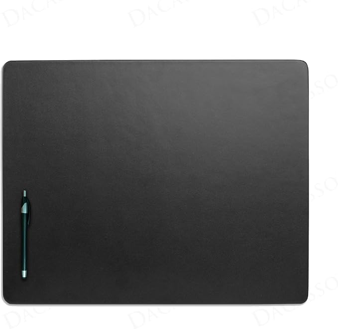 Dacasso Classic Black Leather 20" x 16" Luxury Conference Table Pad - Leather Desk Blotter for Writing - Boardroom Organization & Executive Desk Decor