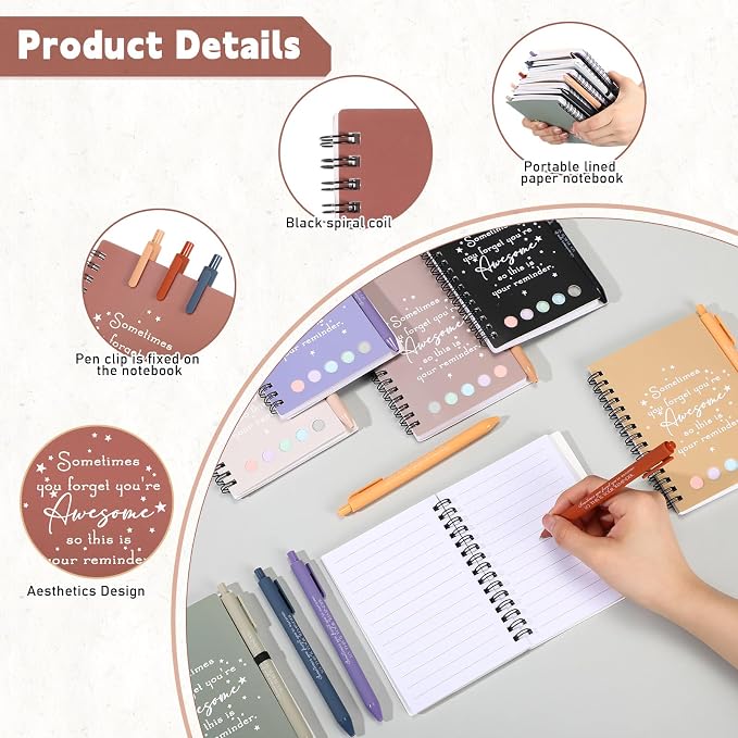 Chuangdi 20 Sets Back to School Teacher Gifts Appreciation Journal Inspirational Notebook with Sticky Notepad Ballpoint Pen Bulk Thank You Gifts for Student Staff Team Coworker Nurse(Neutral)