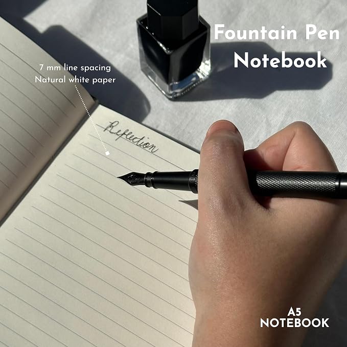 SETTINI® Hardcover Lined Journal Notebook A5 120 GSM Lay-Flat, Saphire Blue | lay-flat binding, 120 GSM thick paper, A5, lined, ribbon bookmark, elastic closure, for women