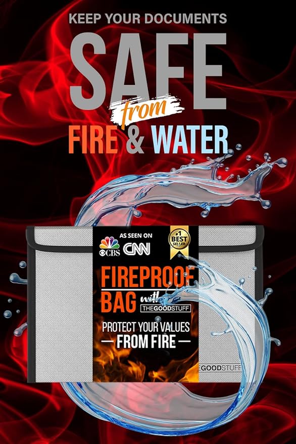 Fireproof Cash Envelope - Fast, Compact Protection for Valuables | 8 x 5 Inch, 2000°F Rated - Zippered Water-Resistant Pouch Keeps Cash, Passports, Jewellery and Small Documents Together