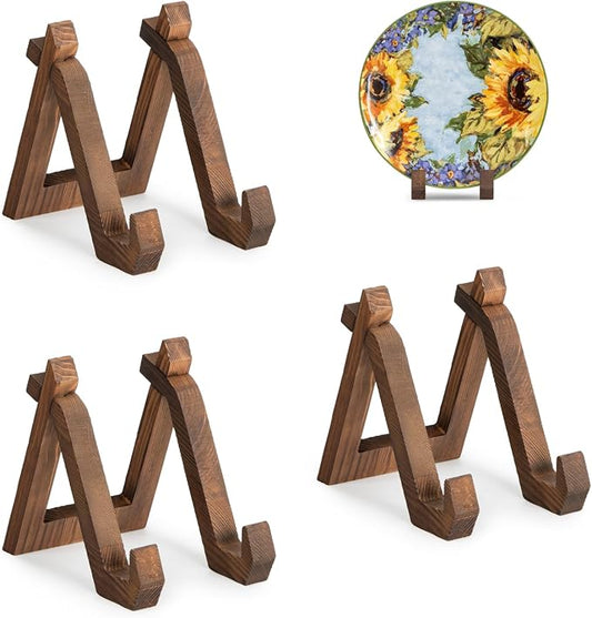 ANBOXIT Plate Display Stand, 3 Pack 6 Inch Plate Holder for Displaying | Decorative Plate Stand for Picture Frame Dish Photo Plaque Platter Wood Stand