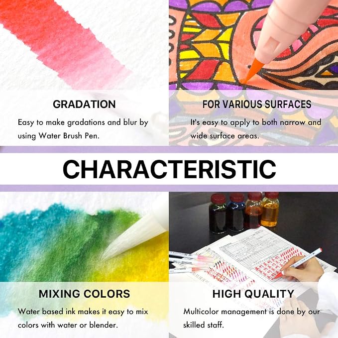 Kuretake ZIG CLEAN COLOR Real Brush 6 colors set 'Portrait colors Ⅱ' for illustration, design art, lettering, calligraphy, drawing