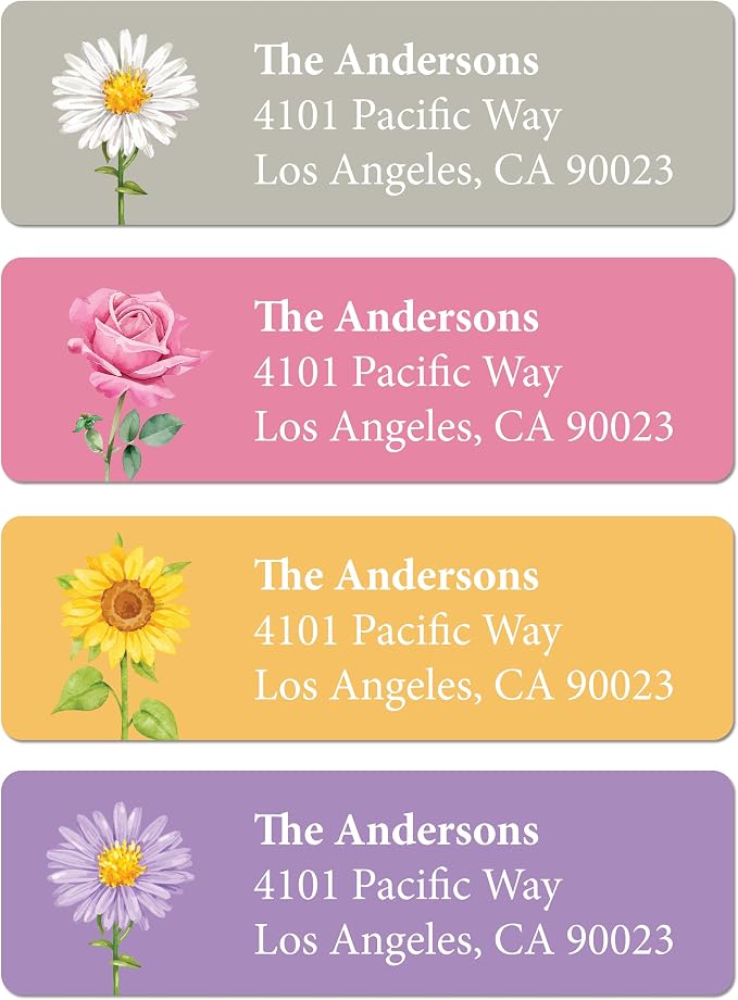 Personalized Return Address Labels - Floral Address Labels on Sheets (50-1000 Labels)